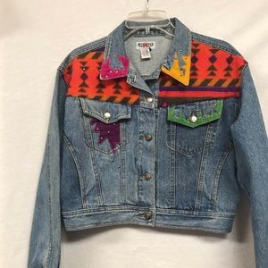 Denim Jacket Vintage Rare Southwestern a2 EUC Med